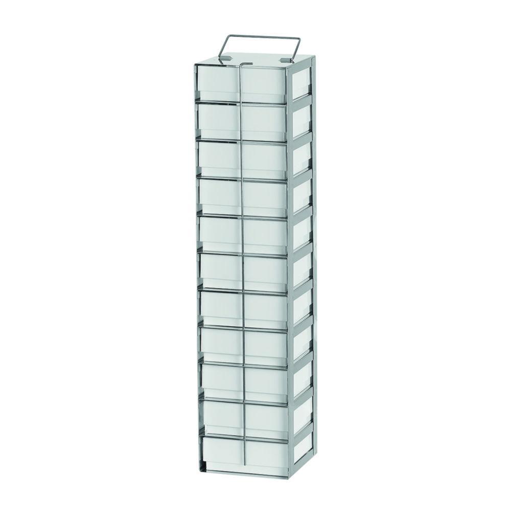 Classic rack for freezer 719x140x140mm for 13 cryoboxes, 50mm high, stainless steel with fixing rod