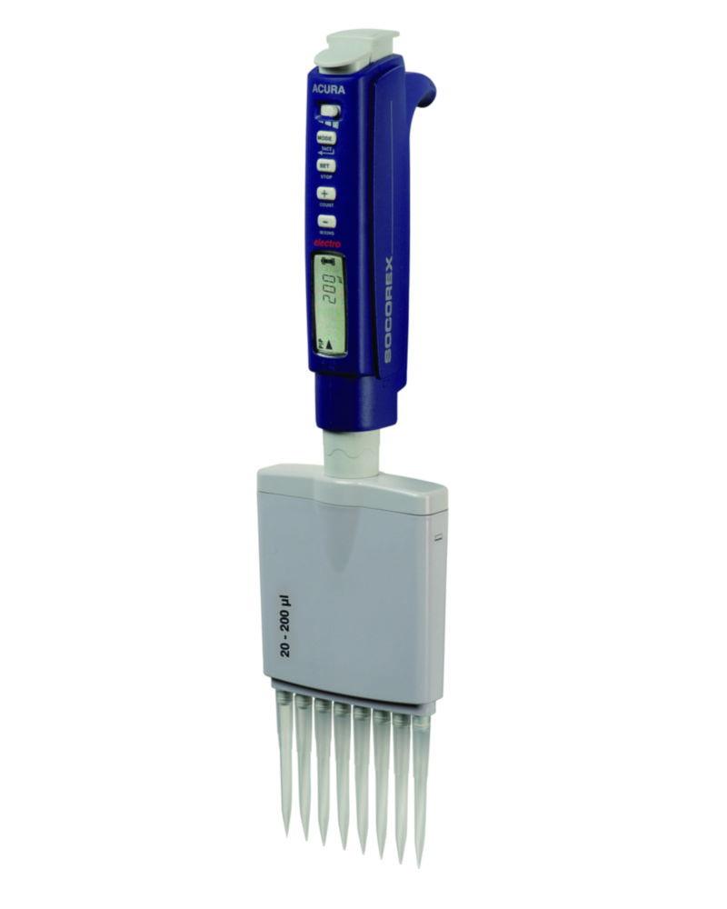SOCOREX Acura Electro 956 Multichannel Pipette 8-Channel, 0.5 - 10 µl, Alone with 4.8 V Battery