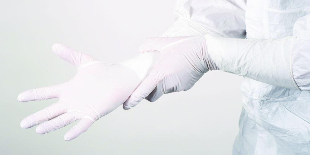 BioClean Cleanroom Gloves N-PLUS, size 8.5 Nitrile, sterile, hand specific 400 mm, ISO Class 4, pack of 20x10 pairs