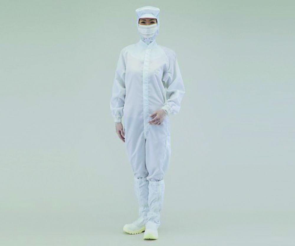 As One ASPURE Overall for Cleanroom, White, Polyester, Front Zip, Type 22110SW, Size XL
