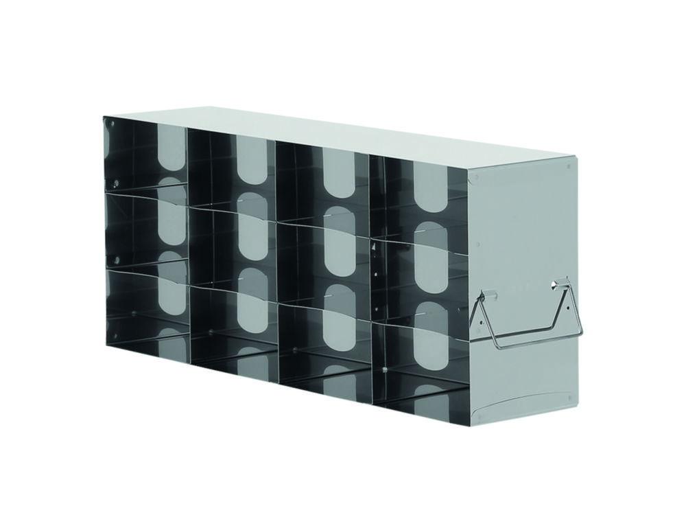 Standard rack for upright freezer for (hxd) 4x3 = 12 boxes 75mm high, delivered including standard white cardboard boxes and 9x9 cell dividers,