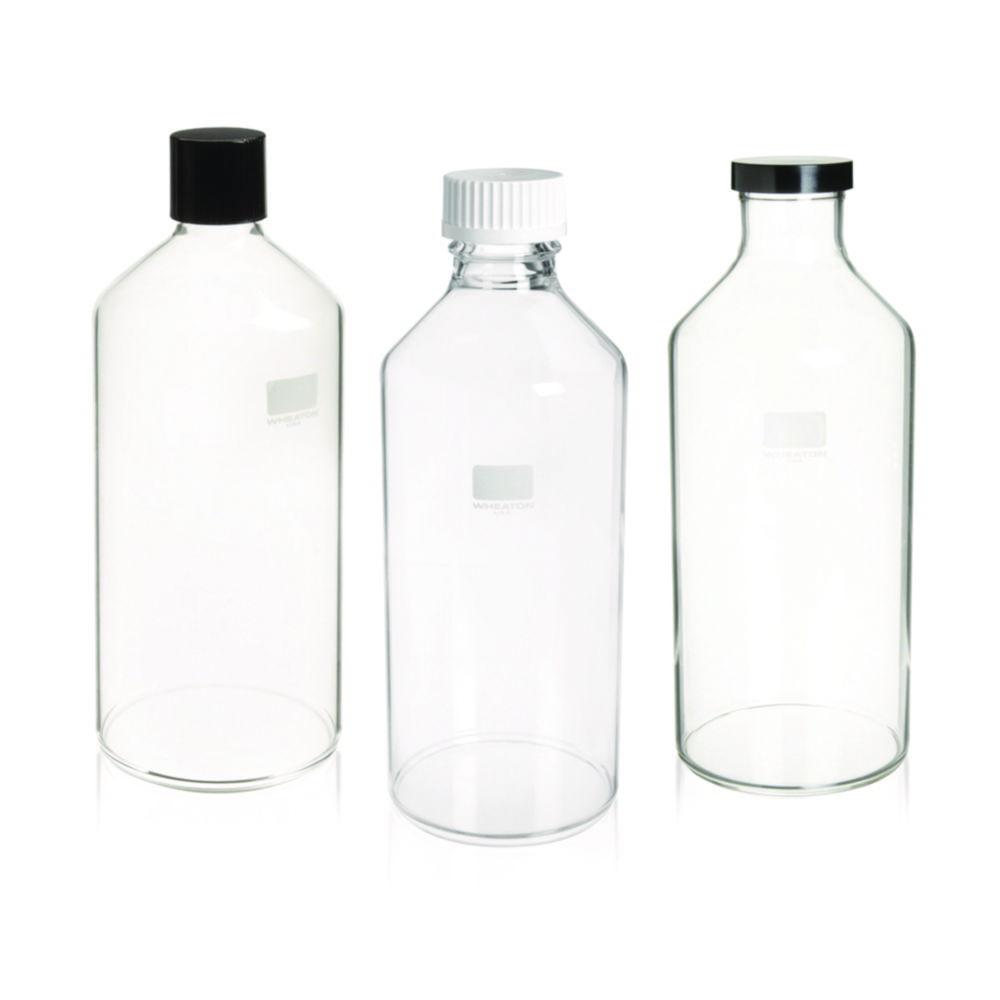 DWK Wheaton Roller Bottles 1380ml with Black Phenolic Resin Screw Cap (38-415) with Styrene Butadiene Insert, 110mm x 240mm, Pack of 4

