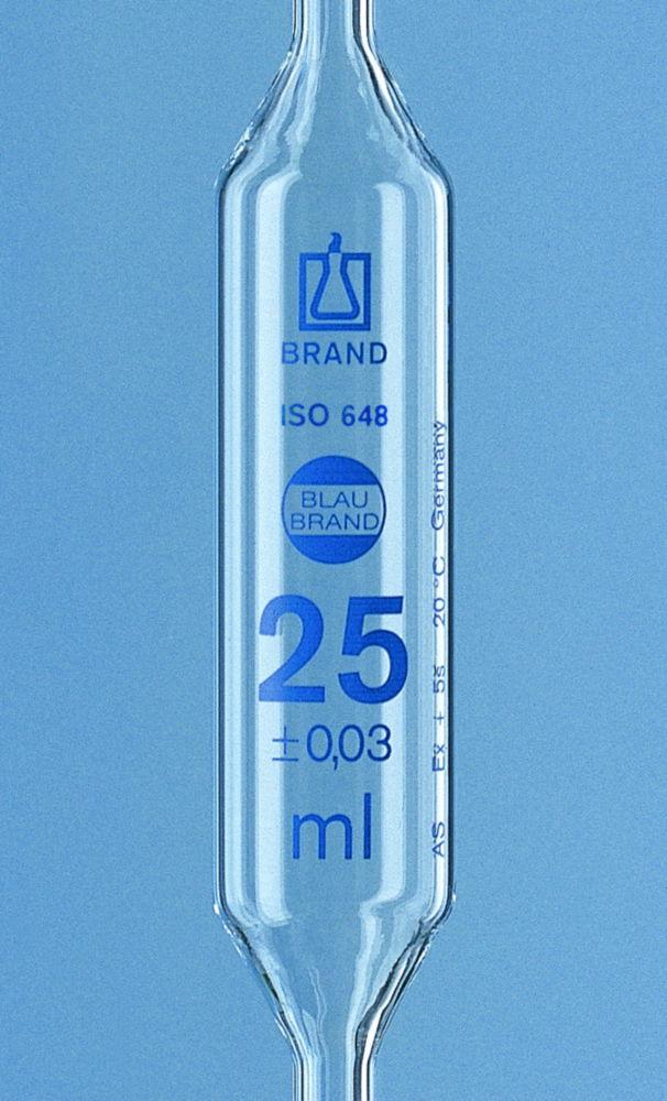 BRAND Volumetric Pipet 2.5 ml, with 1 mark BLAUBRAND, cl. AS, AR glass KB, blue grad., with single certificate

