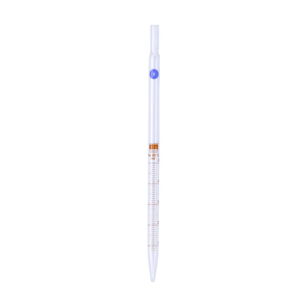 Hirschmann Laborgeräte 2:0.1 mL Graduated Pipette for Tissue Culture, AR Glass, Amber Graduation, 230 mm, with mouth piece for cotton plug