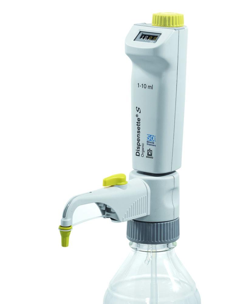 BRAND Dispensette S Organic Digital Bottle-Top Dispenser (1–10 mL) with Recirculation Valve

