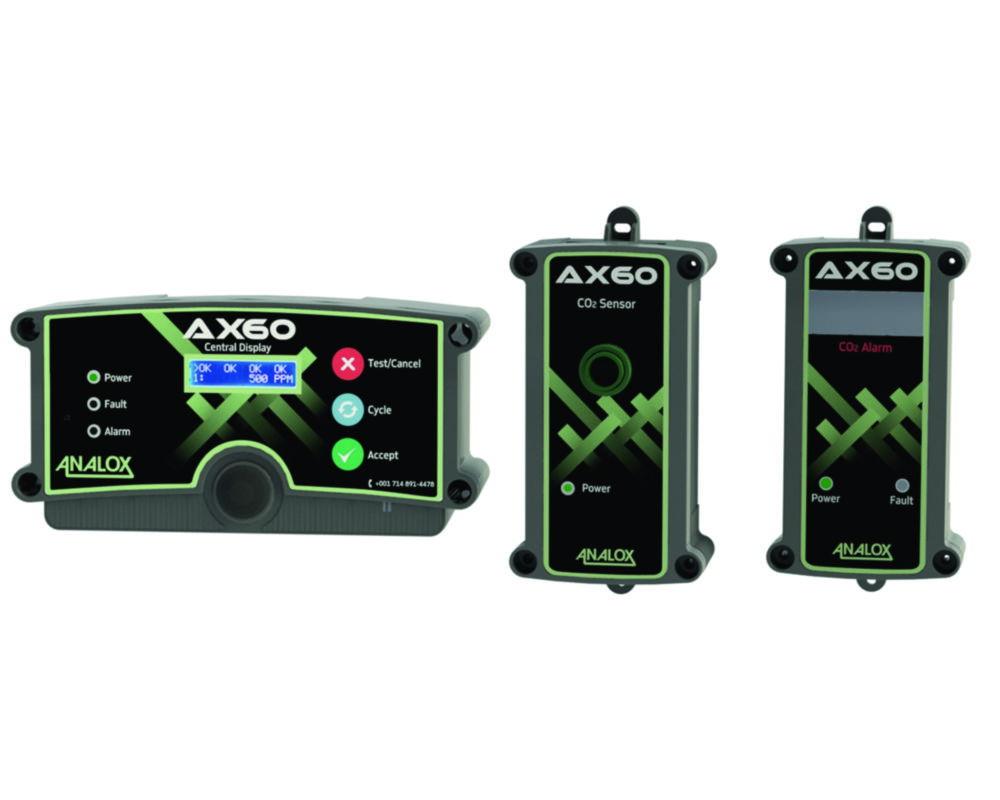 Analox AX60 CO2 Safety Monitor (Includes 1x Central Display Unit, 1x CO2 Sensor, 1x CO2 Alarm with Universal Power Supply)