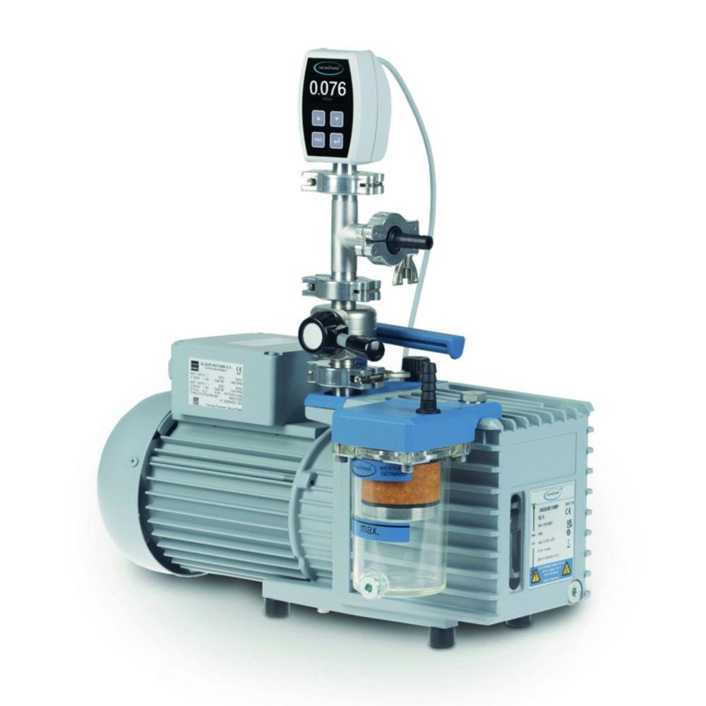 Vacuubrand Rotary Vane Pump Package RZ 6, with Oil Mist Filter, Butterfly Valve VS 16, and Vacuum Gauge VACUU·VIEW Extended, 230 V/50–60 Hz, CH Mains