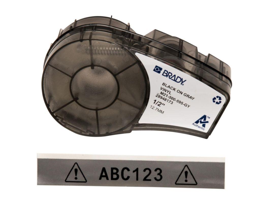 Brady Vinylband M21-500-595-GY 12.7 x 6.4 m, Black on Grey, Self-Adhesive, Box of 6.4 m

