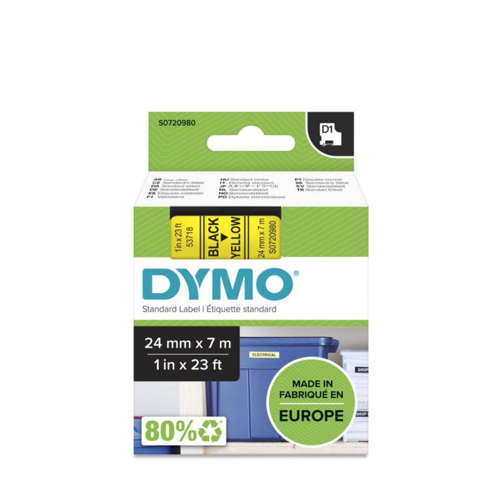 Dymo D1-Tape, 24mm x 7m Black on Yellow

