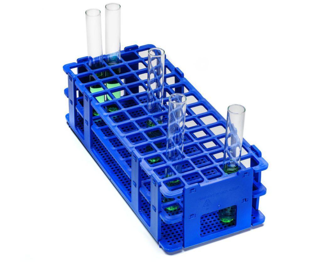Bel-Art Test Tube Rack 60 Places, D: 16 mm, 5 x 12, Blue, Autoclavable, Pack of 8