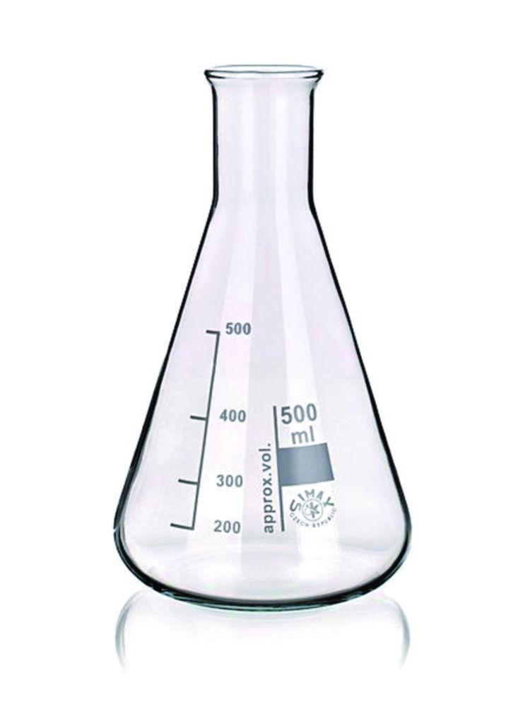 Bohemia Cristal Erlenmeyer Flask 3000 mL, Narrow Neck, Boro 3.3, Pack of 6

