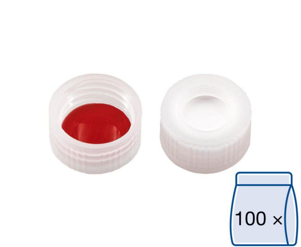 Macherey-Nagel Screw Caps N-9 Colorless Septum 1.0mm Hardness 45 Shore A (Pack of 100) Silicone/PTFE White/Red

