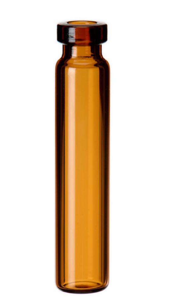 LLG Crimp Neck Vials N-8 12mL, OD 82mm, Outer Height 40mm, Brown, Flat Bottom, Pack of 100