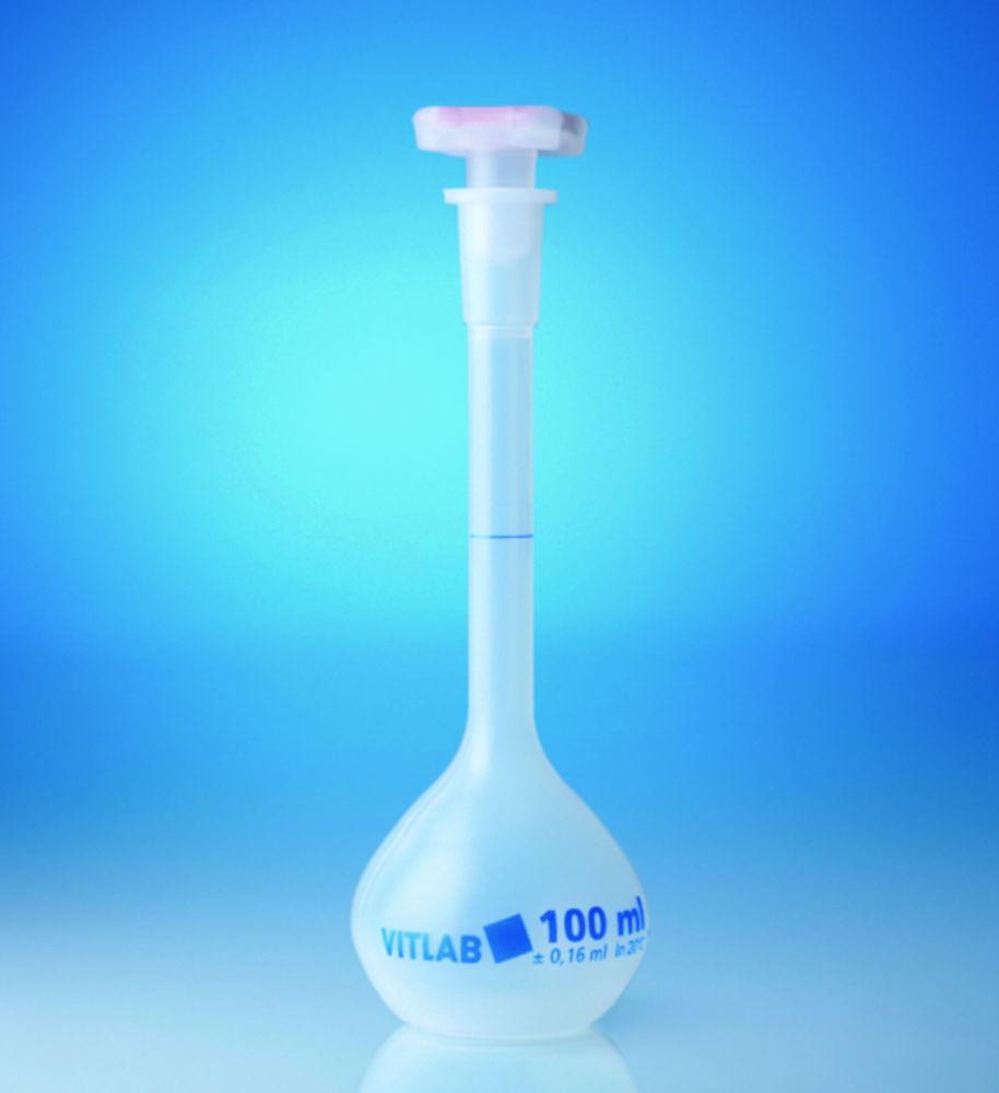 VITLAB Volumetric Flask, 25 mL, PP, NS 10/19, with PP Stopper, Height 115 mm