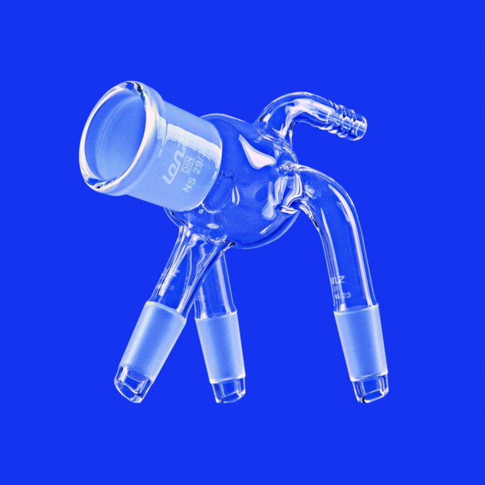 Lenz-Laborglas Destilate Receiver to Bernauer, Sleeve Top NS 19/26, Down with 3 Cores NS 14/23

