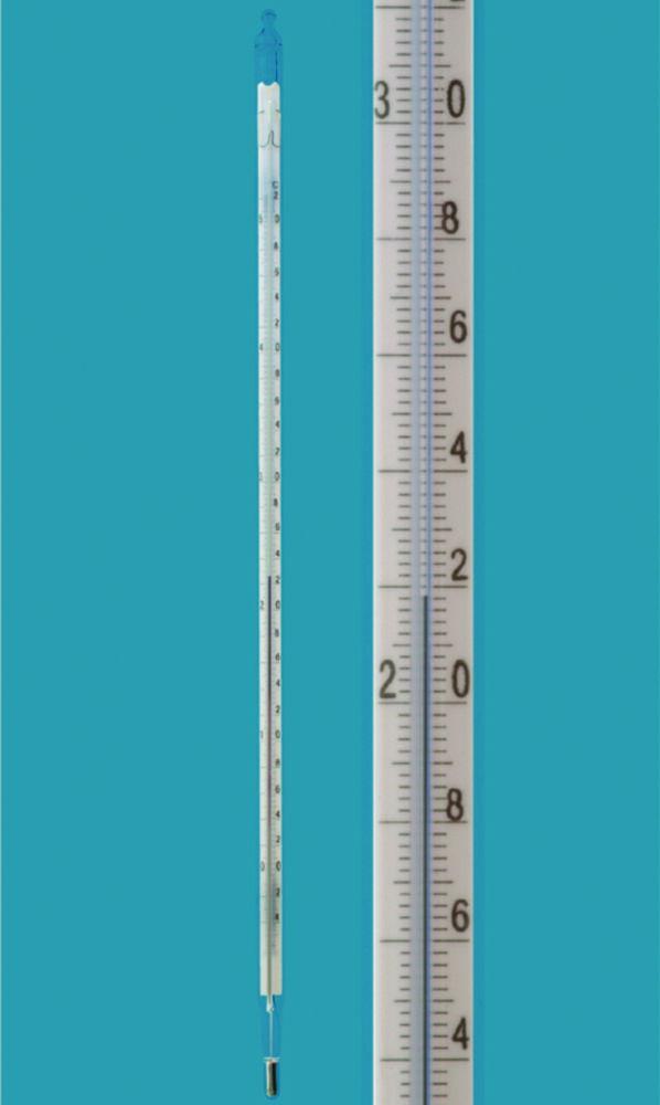 Amarell Precision Thermometer -10/0...+250:1°C Enclosed Scale, Blue Special Filling, 350 mm, Suitable for Government Calibration