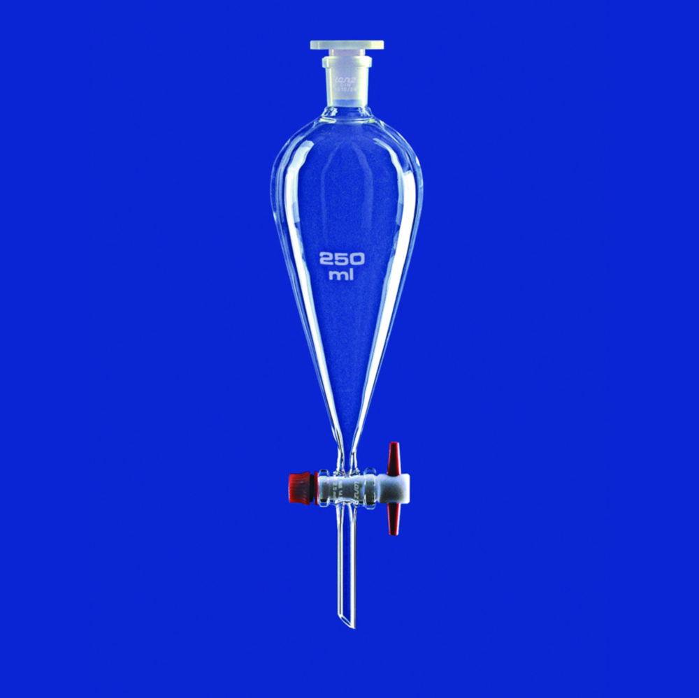 Lenz-Laborglas 100 mL Squibb Separating Funnel (Borosilicate Glass 3.3, PTFE Plug, NS 19/26, PE Stopper)