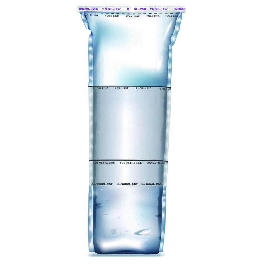 Whirl-Pak® sample bag 150x380 mm Stand-Up, Thio-Bags with sodium thiosulfate tablet Volume 1000 ml, PE, sterile, pack of 100