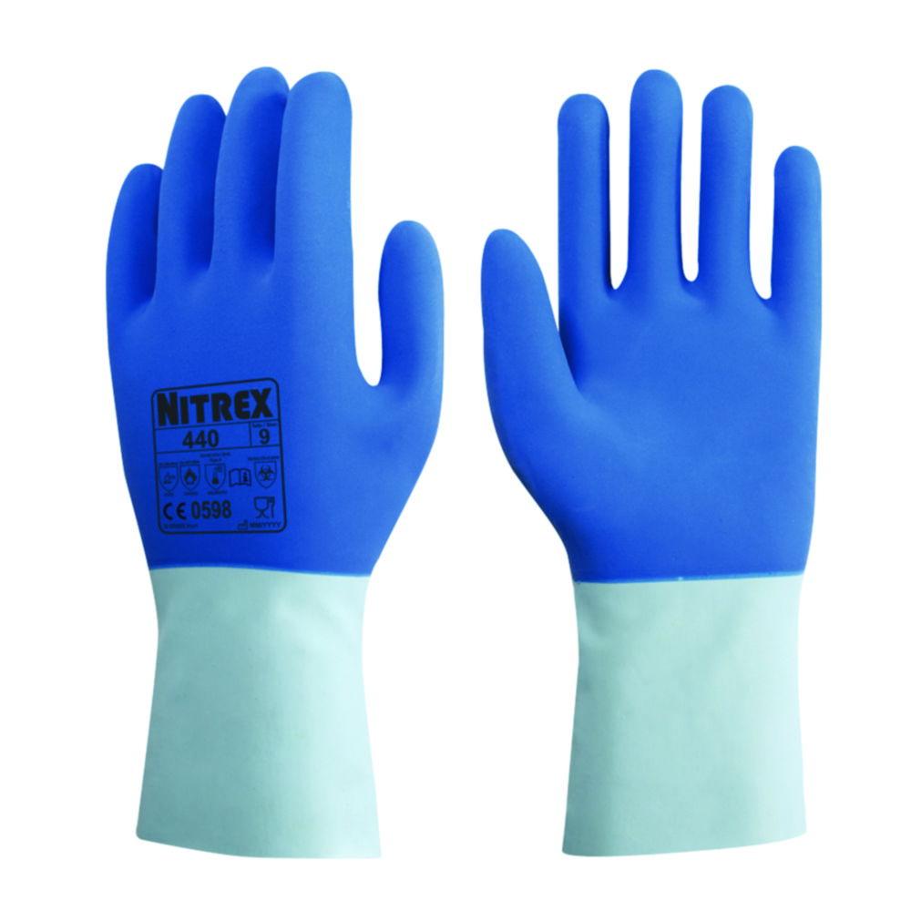 Chemical protective gloves Nitrex 440 S (7) latex, blue, cotton lining inside, pack of 10 pair