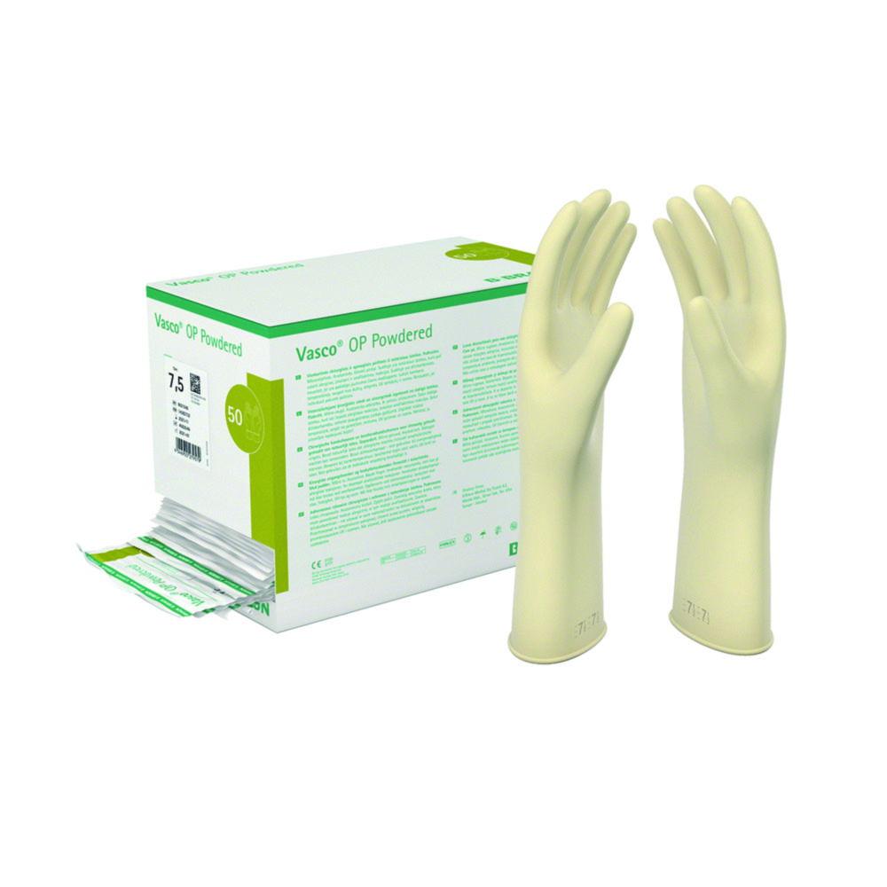 B. Braun Vasco Disposable Operation Gloves, Size 7 OP Powdered, Latex, Powdered, Pair Sterile Packed, Pack of 50 Pairs

