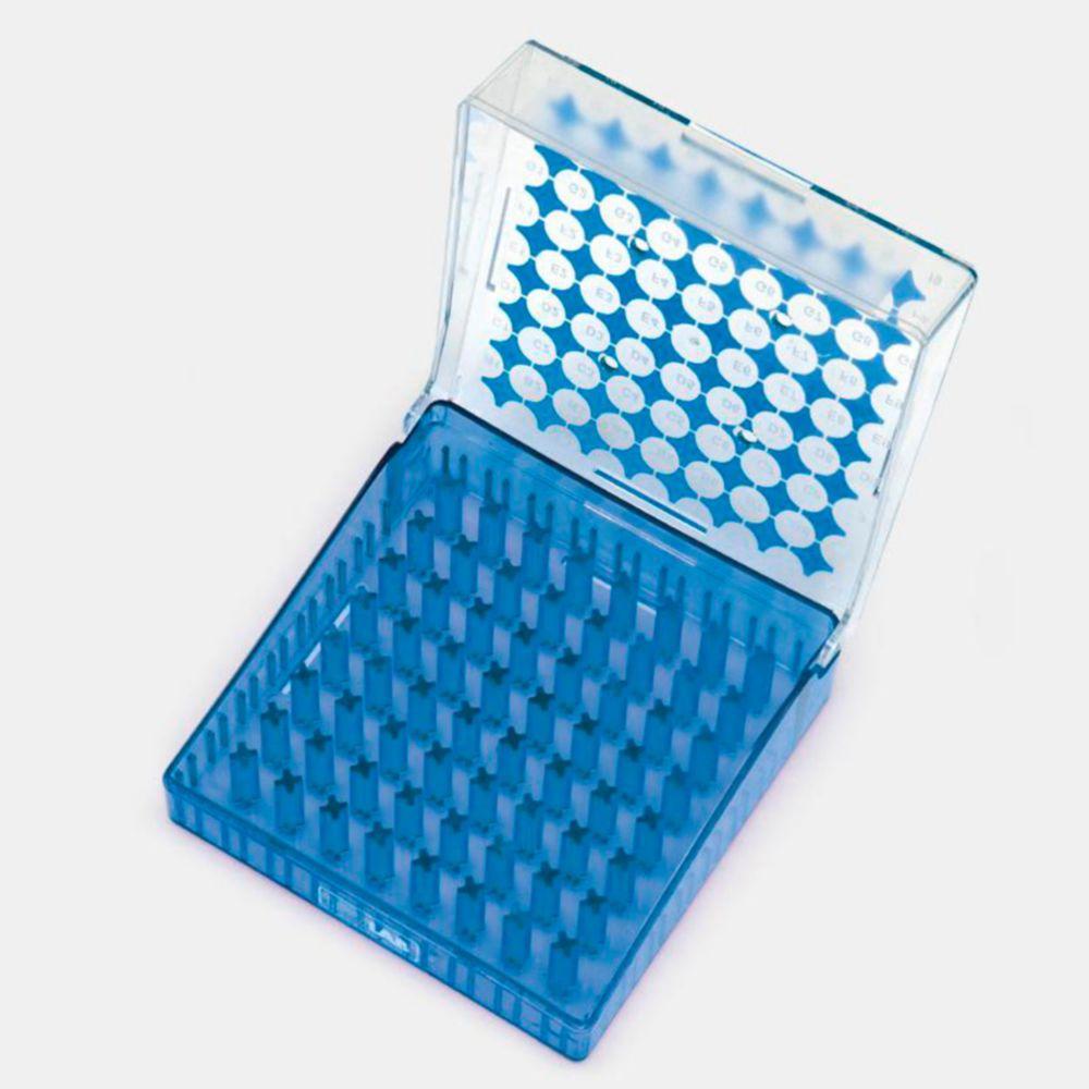 ISOLAB Cryo Tube Box PC 9x9 Array for 5 mL Tubes with Hinged Lid