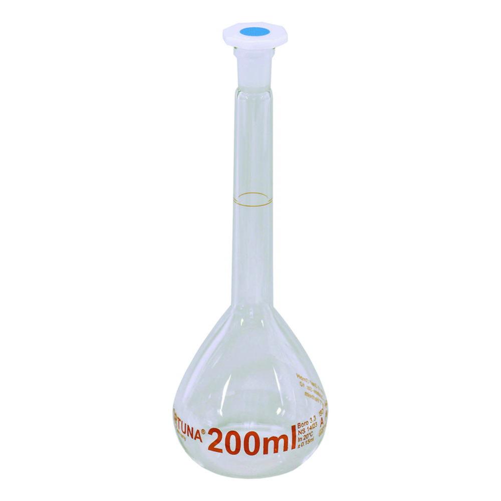 Poulten & Graf Volumetric Flask 250 mL NS 14.5 Class A BoroGlass with PP Stopper Amber Graduation
