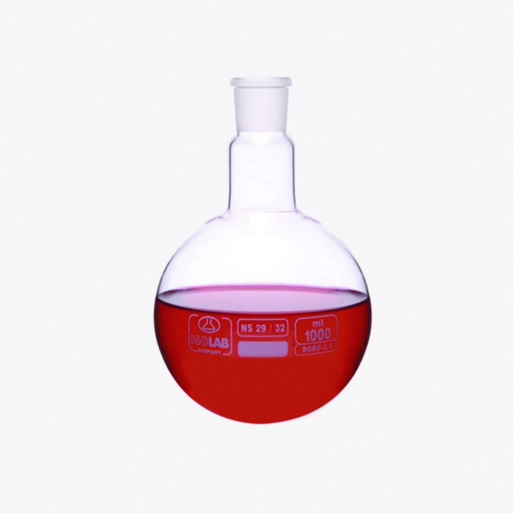 ISOLAB Round Bottom Flask, 250 mL, NS 24/29, Boro 3.3, Without Stopper