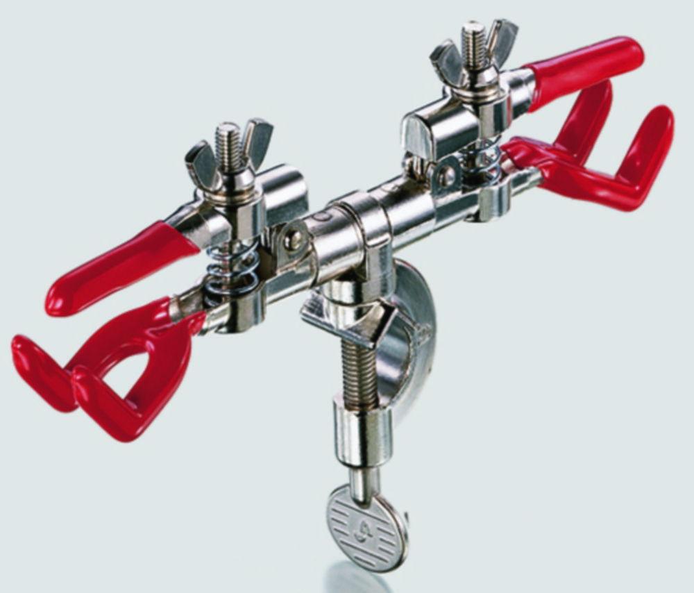 Usbeck Burette Clamp with Socket for 2 Burettes, Nickel Plated, Plastic Coated

