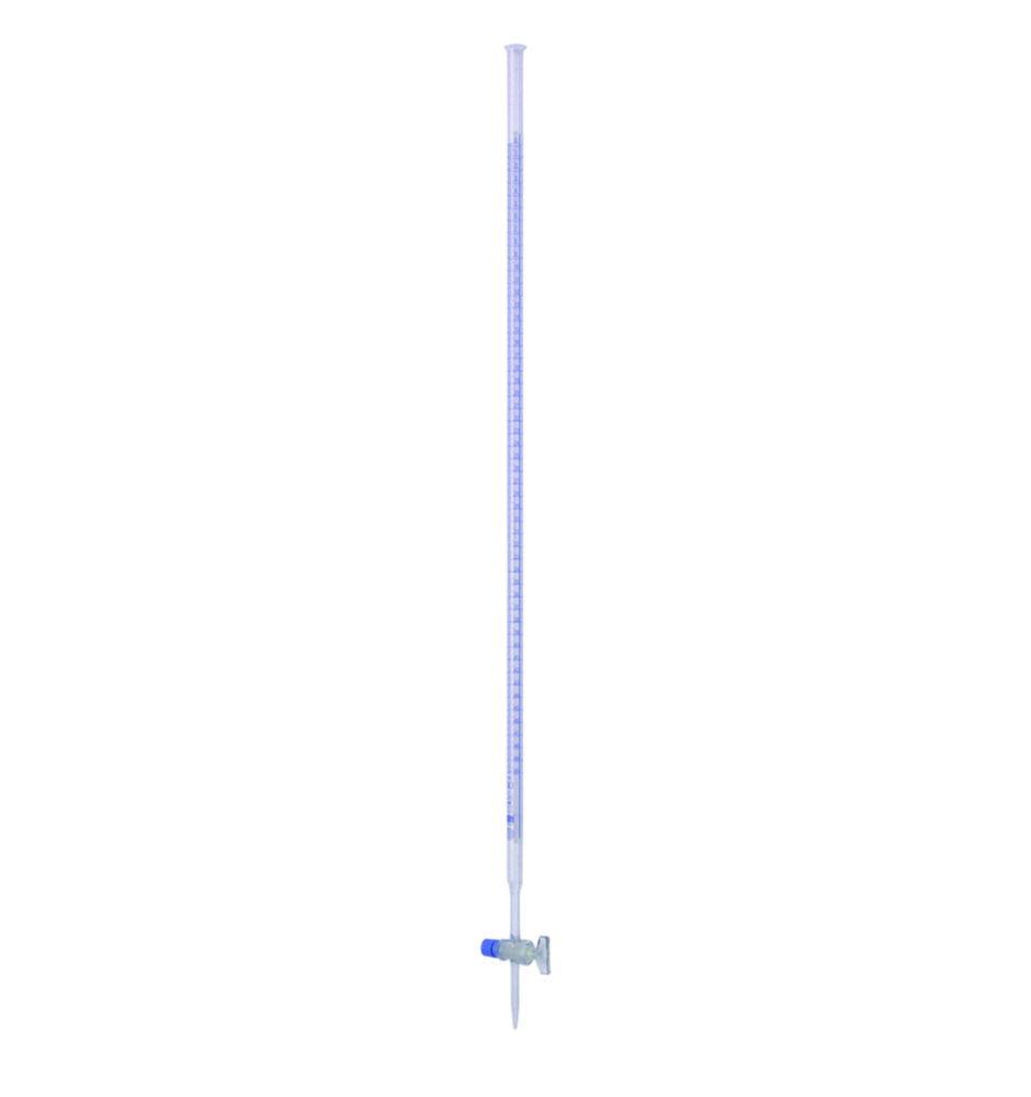 Hirschmann Burette 50 mL, 0.1 mL Graduation, Class AS, Blue Graduations, DURAN Glass with Glass Stopcock