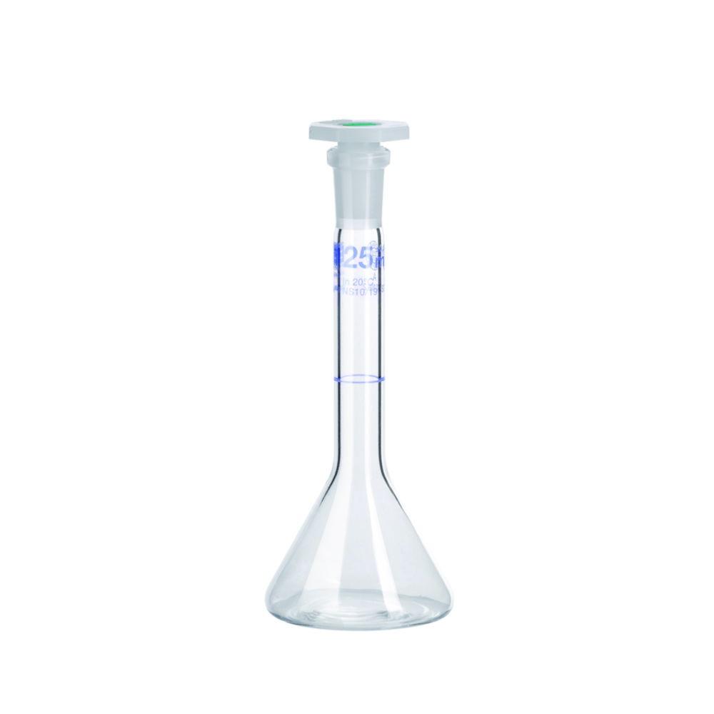Hirschmann Volumetric Flask 25ml, Cl.A, DURAN NS 10/19 with PP Stopper, Trapeziodal Shape Pack of 2