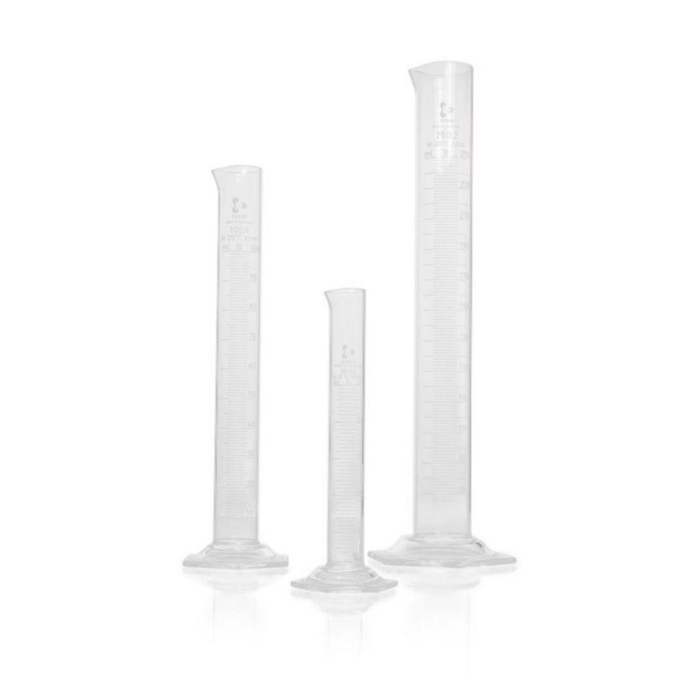 DWK Duran Measuring Cylinder 50 ml, Class B, White Graduation, Hexagonal Base