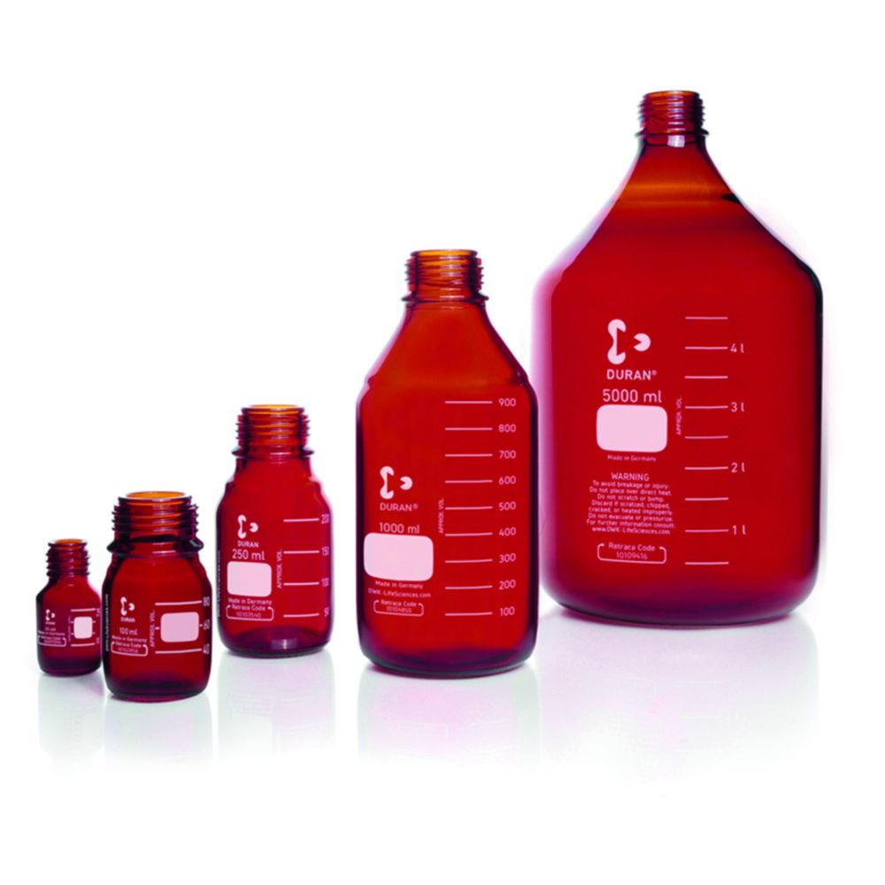 DWK Duran Laboratory Bottle 3500 ml, Amber Glass GL45, without Cap and Pouring Ring