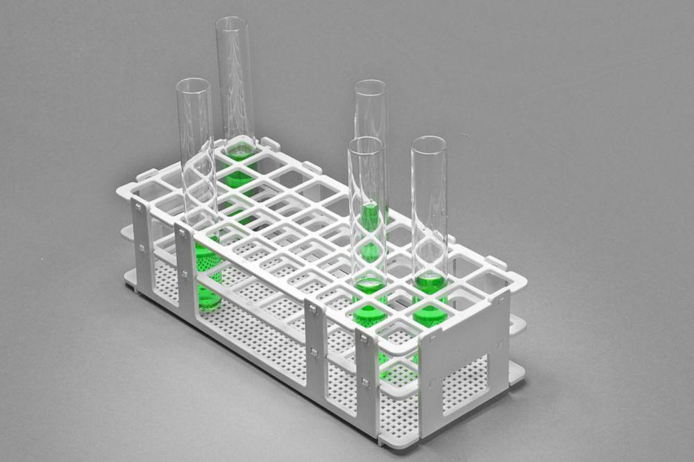 Bel-Art Test Tube Rack 40 Places, D: 20 mm, 4 x 10, White, Autoclavable, Pack of 8