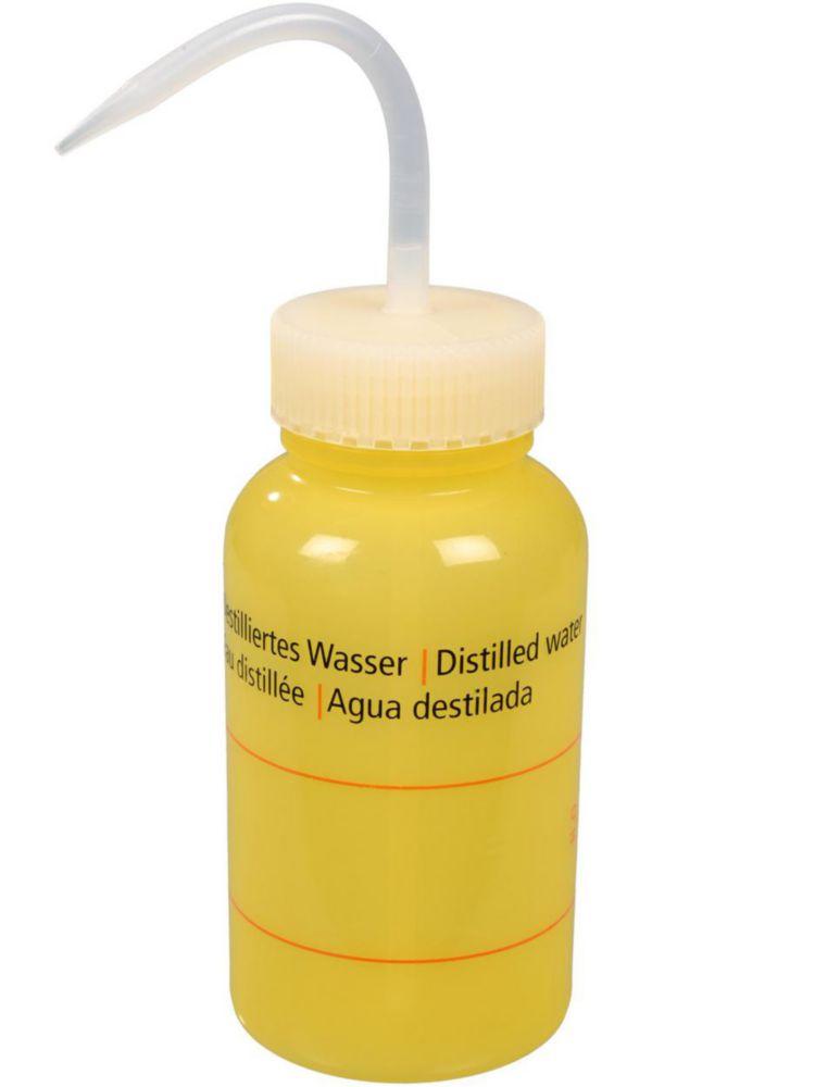 Bürkle Wide-Neck Wash Bottle 500 ml, LDPE, "Distilled Water", Transparent Closure, LaboPlast