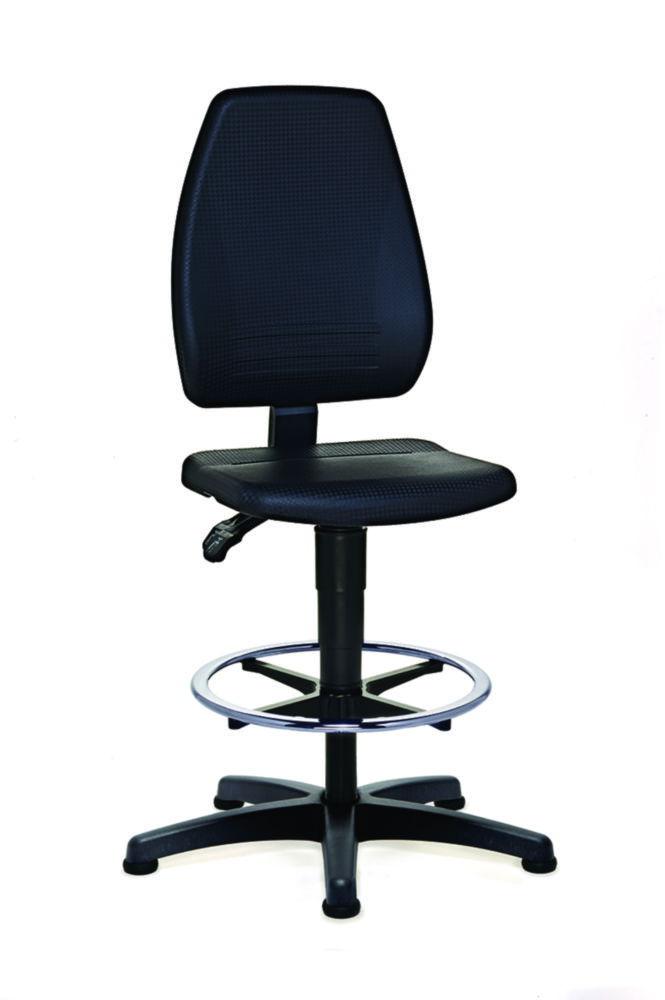 LLG Lab Chair, Artificial Leather, Black, Foot Ring, Glides, Seat Height 580-850mm

