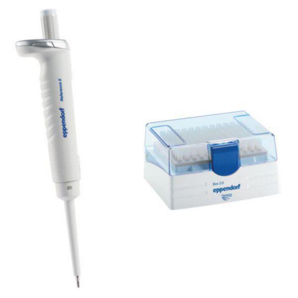 Eppendorf Reference 2 G Variable Single-Channel Pipette 2-20 µL, Light Gray, Including Eppendorf Tips Box

