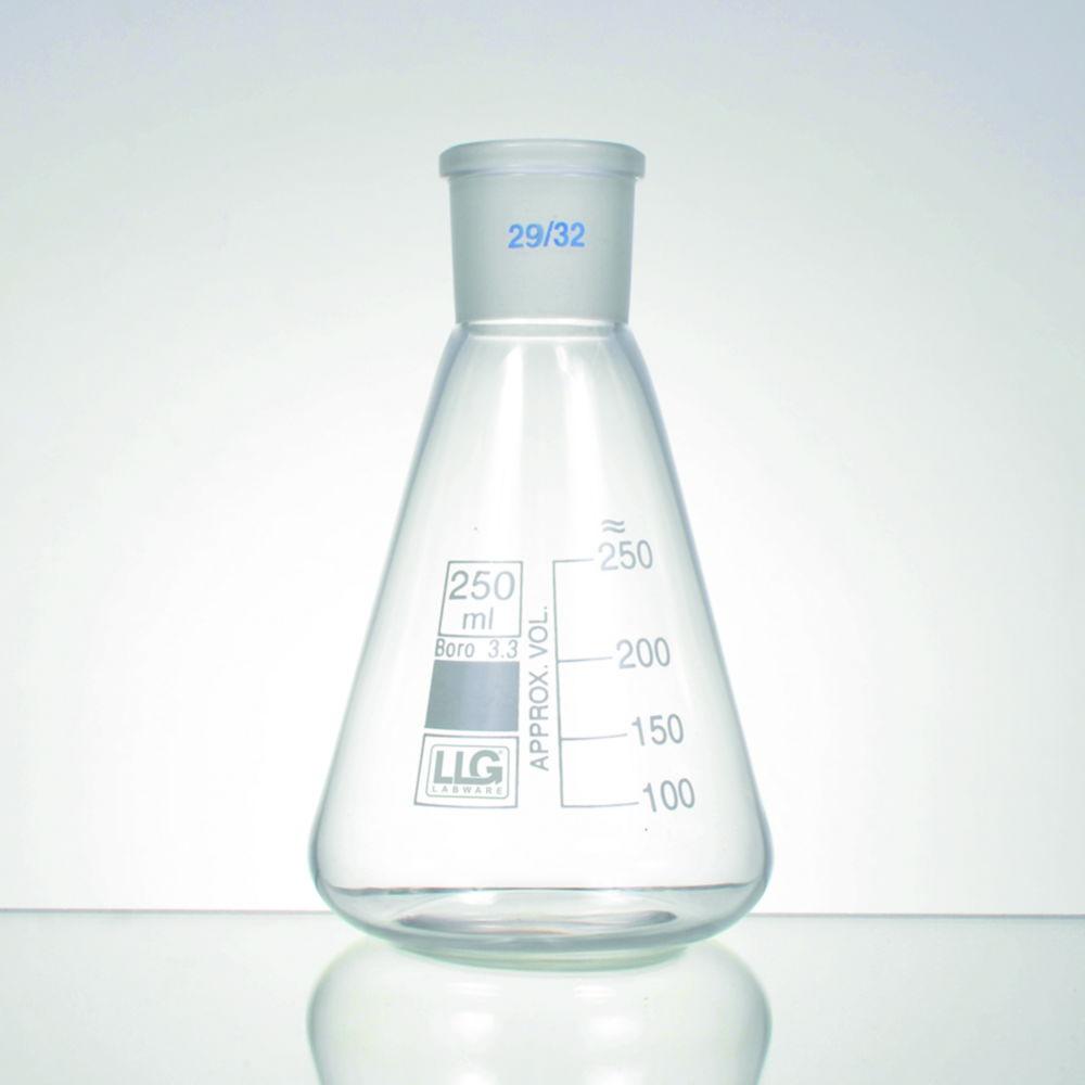LLG Erlenmeyer Flask, 500 mL, NS 29/32, Boro 3.3, White Graduated, Pack of 2