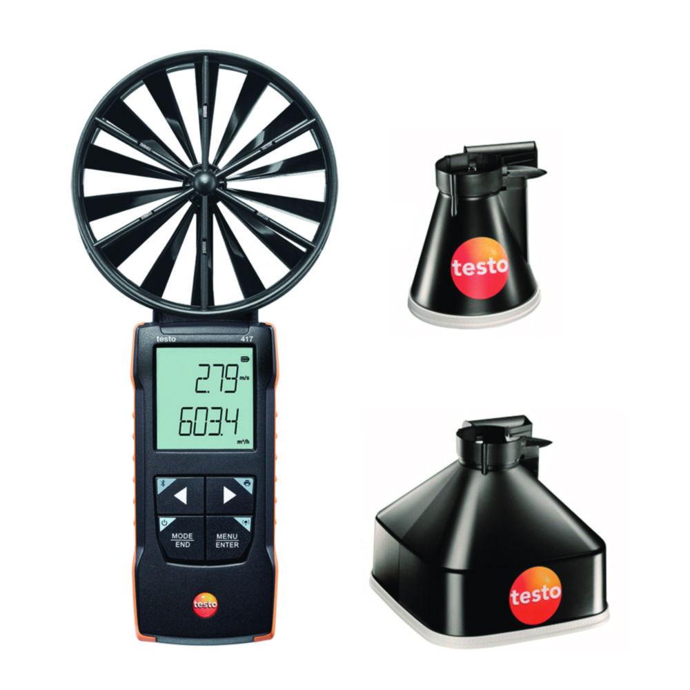 Testo 417 Vane Anemometer Including Measuring Funnel for Disc Valves and Measuring Funnels for Vent Grilles