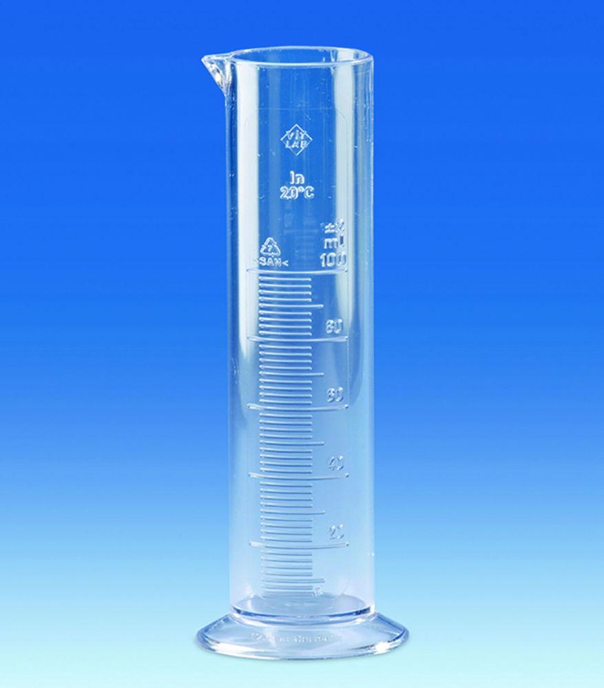 VITLAB Measuring Cylinder 500 ml, SAN, Low Form, Crystal Clear

