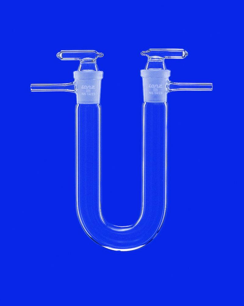Lenz-Laborglas Drying Tube, U-Shape, Length 150 mm with Stopcocks, Socket NS 19/26, DURAN
