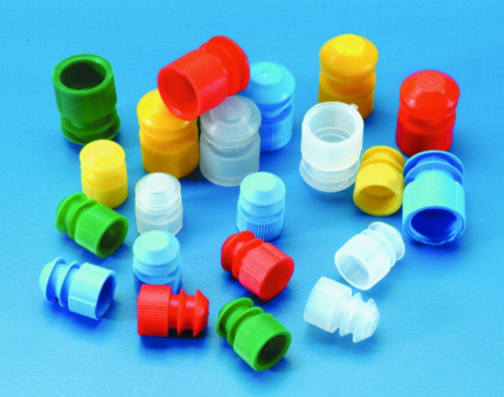 Kartell Caps for Test Tubes, 15–17 mm, Yellow, PE, Pack of 100