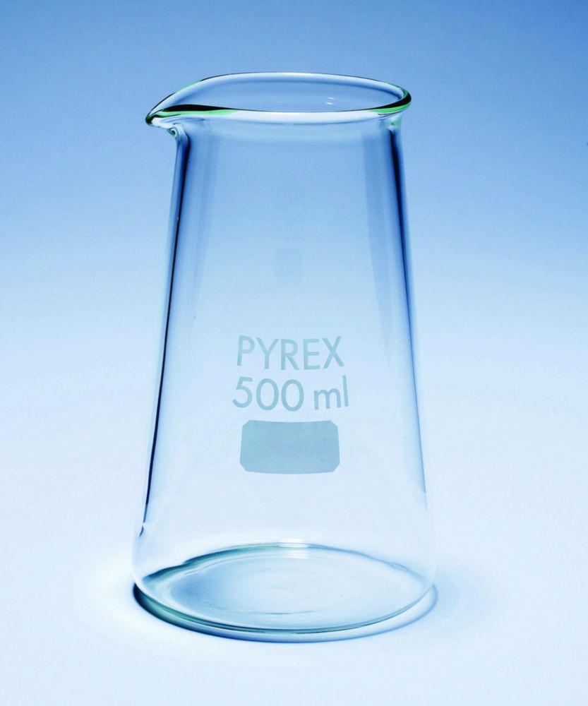 DWK Beaker 500 ml Conical Shape Pyrex Borosilicate Glass with Spout Pack of 10