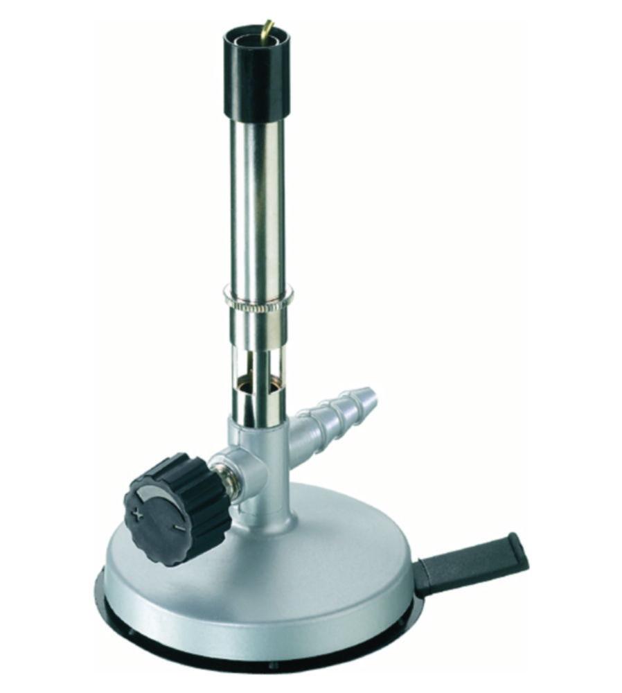 Carl Friedrich Usbeck Bunsen Burner with Air Regulation, Needle Valve, and Pilot Flame for Natural Gas
