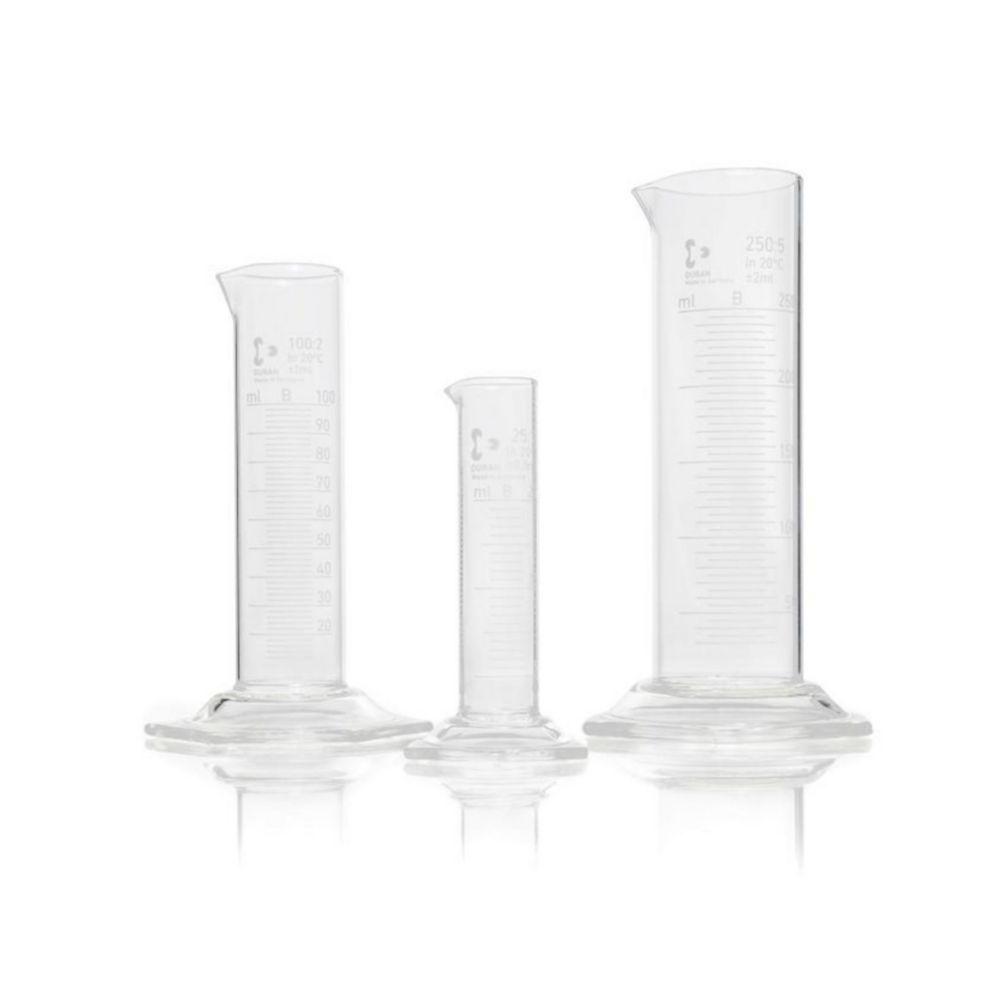 DWK Duran Measuring Cylinder, Low Form, with Spout, Hexagonal Base, with Graduation, 2000 ml