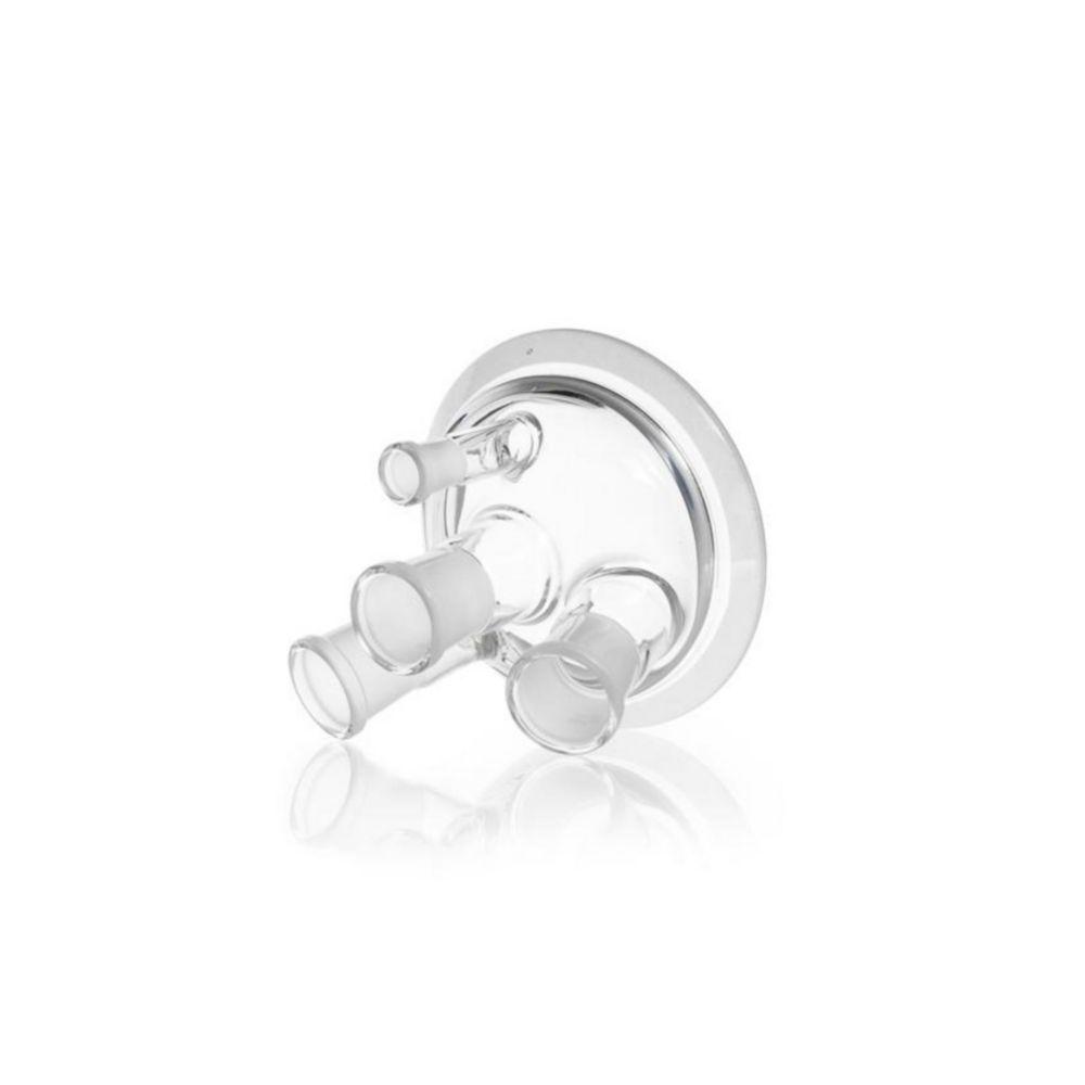 DWK Duran Flat Flange Lids DN 100 Center Neck NS 29/32 Side Necks 2 x NS 29/32 Angled, 1 x 14/23 Vertical