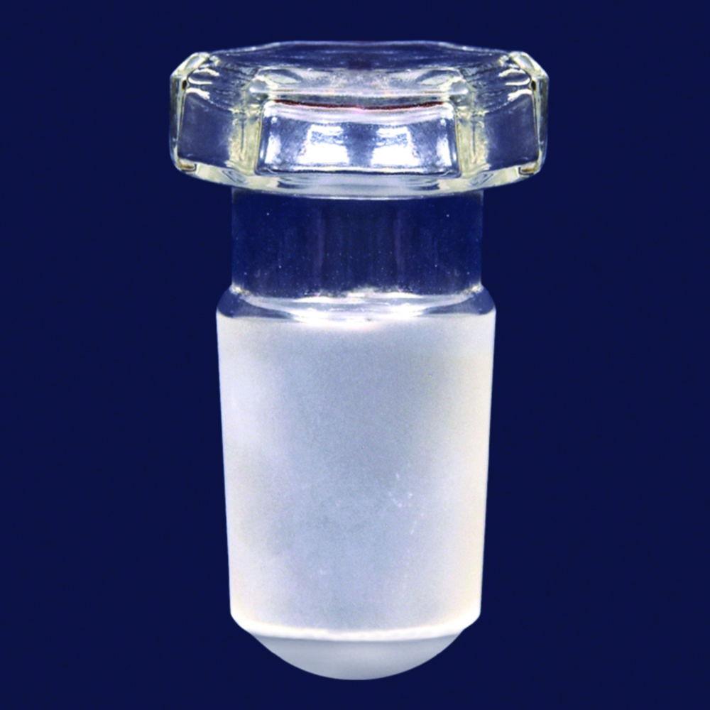 ISOLAB Hexagonal Stopper NS 34/35, Borosilicate Glass, Clear