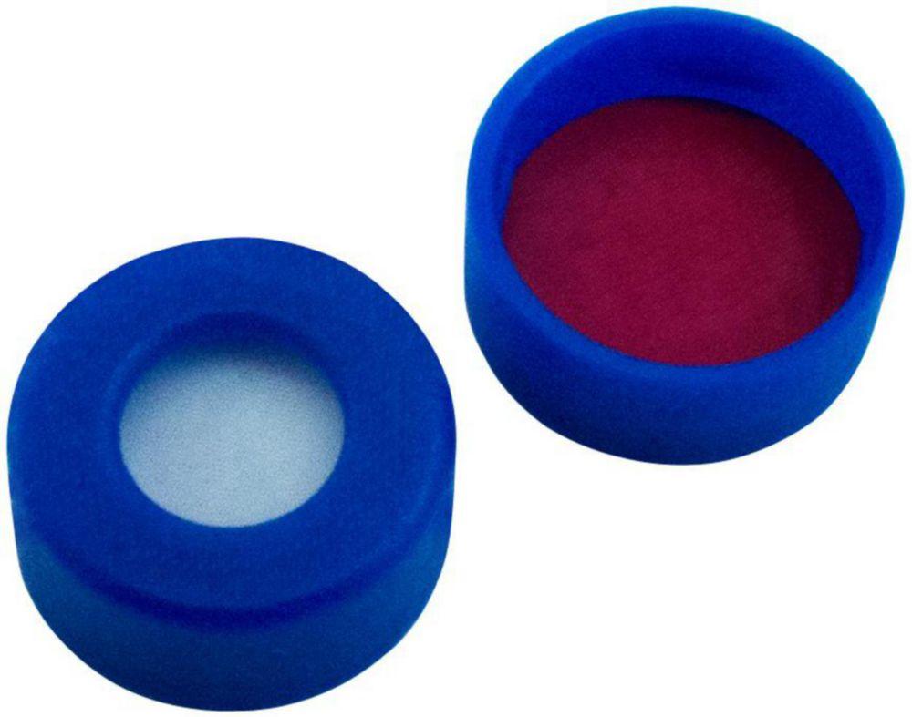 LLG Labware Snap Ring Cap N 11 PE Blue Center Hole Silicone White/PTFE Red Hardness 55° Shore A Thickness 1.0 mm