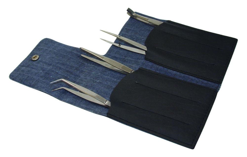 LLG Forceps Assortment, 4 Parts, 1.4301 Steel, 14301 in Synthetic Leather Bag