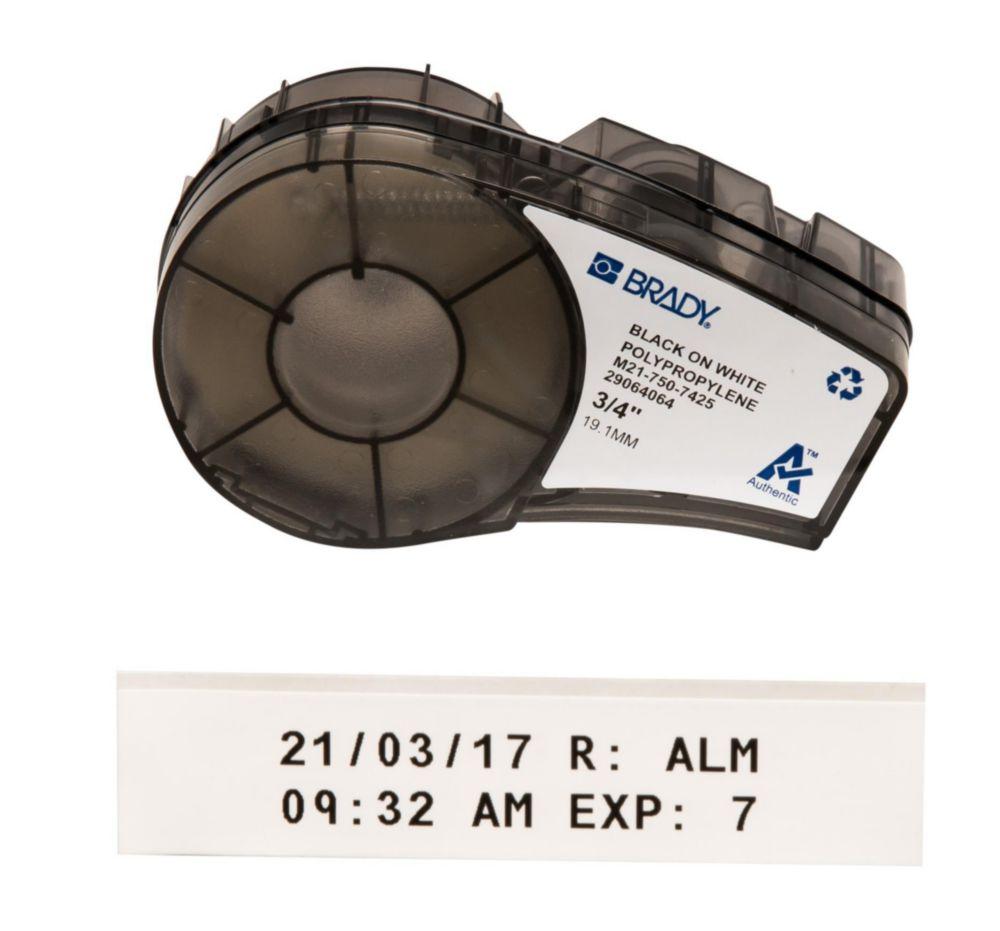 Brady Labels M21-750-7425 19.05x6.4mm Black on White Polypropylene Roll of 6.4m