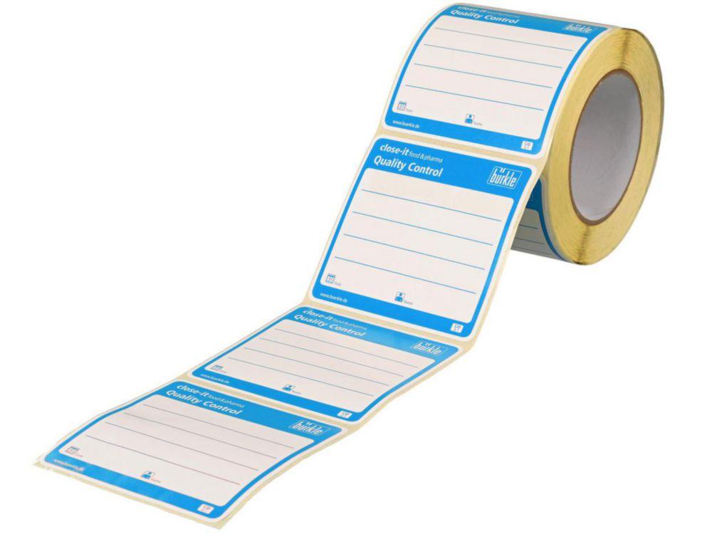 Bürkle Close-It Control Seal for Food, Blue, Printed, 95 x 95 mm, Roll of 500 Pieces